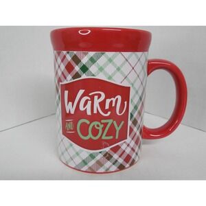 DesignPac Warm And Cozy Holiday Coffee/ Tea Mug Cup  Red Green White Plaid